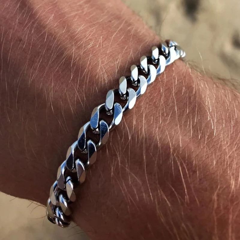 Trendy Cuban Silver Bracelet