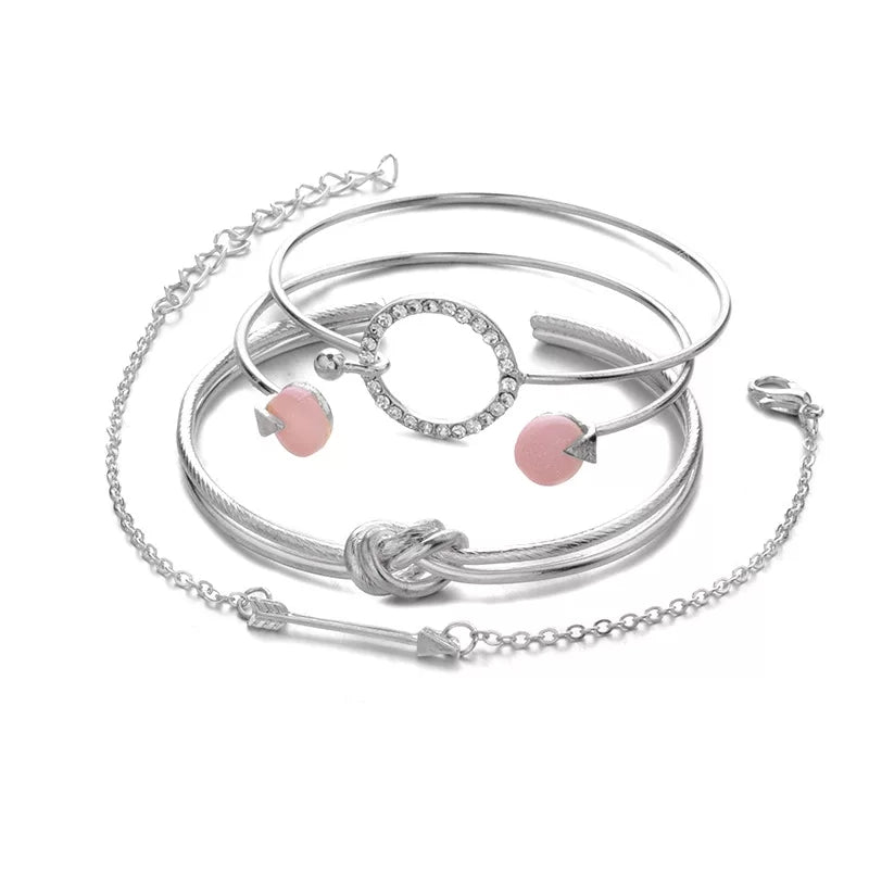 Crystal Ring Silver Bracelet