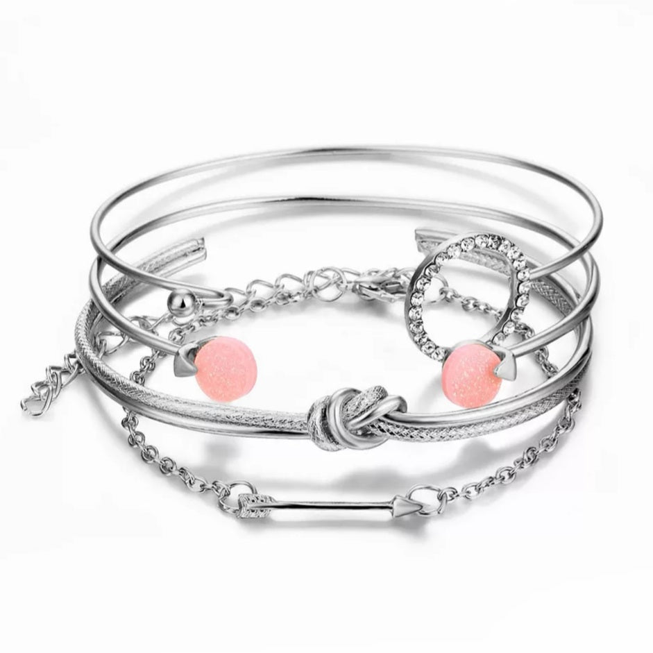 Crystal Ring Silver Bracelet