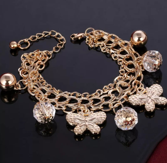 Butterfly Crystal Pearl Bracelet